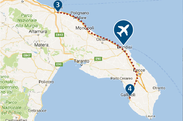 Guide regarding the route in Puglia